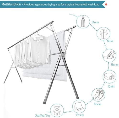 Stainless Steel Cloth Drying Rack - Foldable