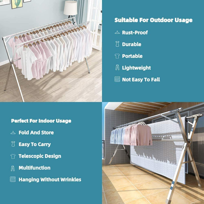 Stainless Steel Cloth Drying Rack - Foldable